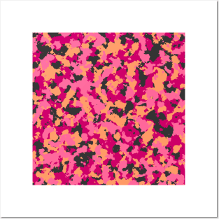 Camouflage Pink Orange Posters and Art